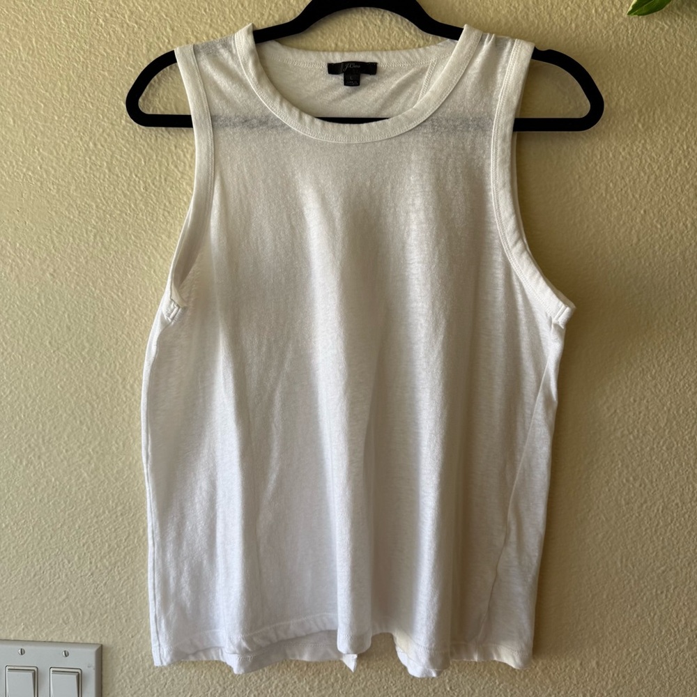 J. Crew White Sleeveless Open Back Tank Top